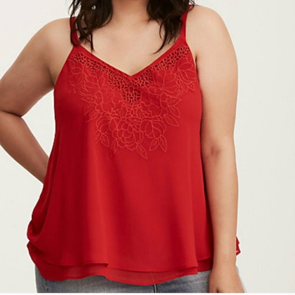 Torrid spaghetti strap tank top floral accent